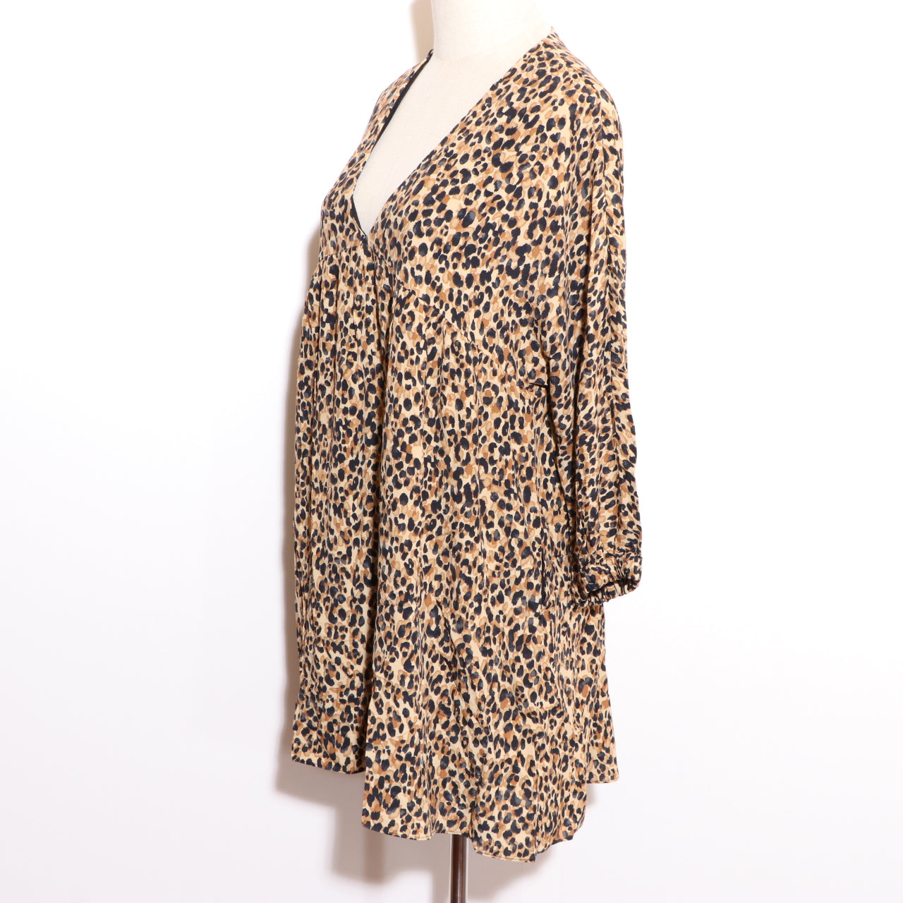 ★美品★ ZARA ザラ トップス チュニック 七分袖 レオパード柄 ゆったりシルエット カジュアル